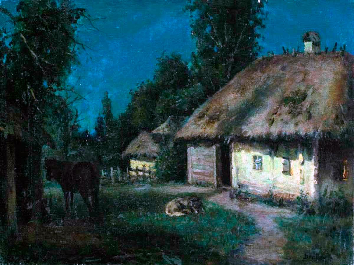 Сына хата. Украинский пейзаж. Украинская хата живопись. Украинский пейзаж живопись. Украинская хата картина.